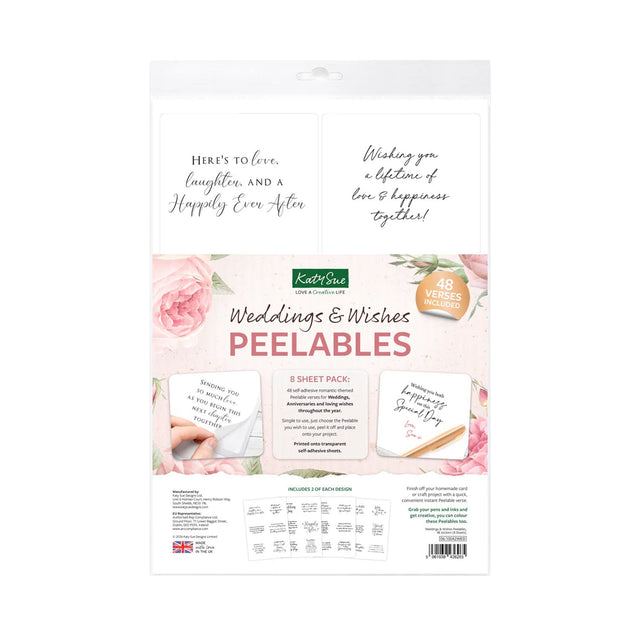 Package of Weddings & Wishes Peelables with floral and text design on a white background