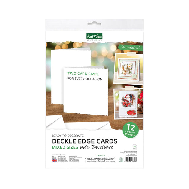 Packaging of Deckle Edge Cards with Envelopes by K&Company on a white background