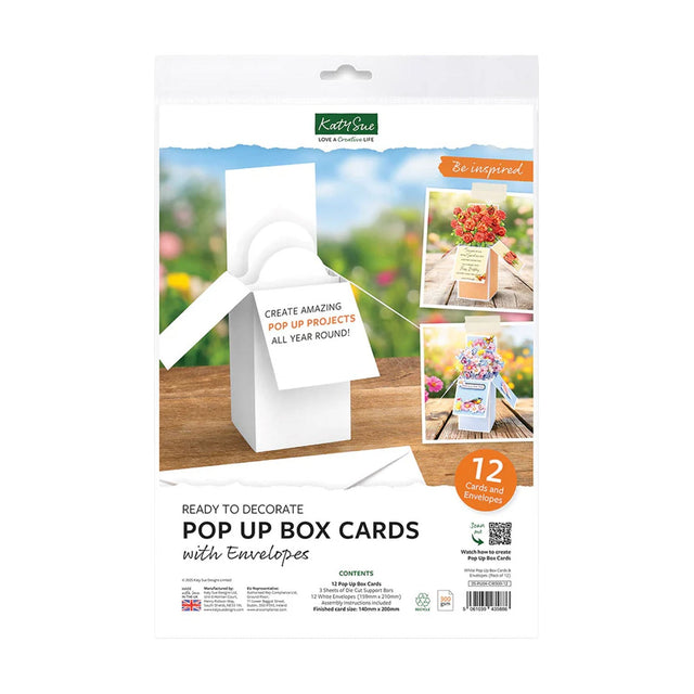 Kartoo ready-to-decorate pop-up box cards with envelopes on a white background