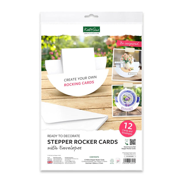 Katy Sue White Stepper Rocker Cards & Envelopes 12/Pkg