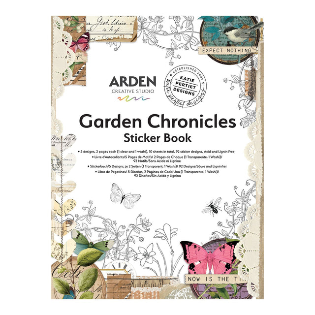 Garden Chronicles sticker book by Arden Creative Studio with decorative elements on a white background