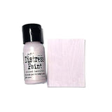 Bottle of Tim Holtz Distress Paint with a swatch of applied color on a white background