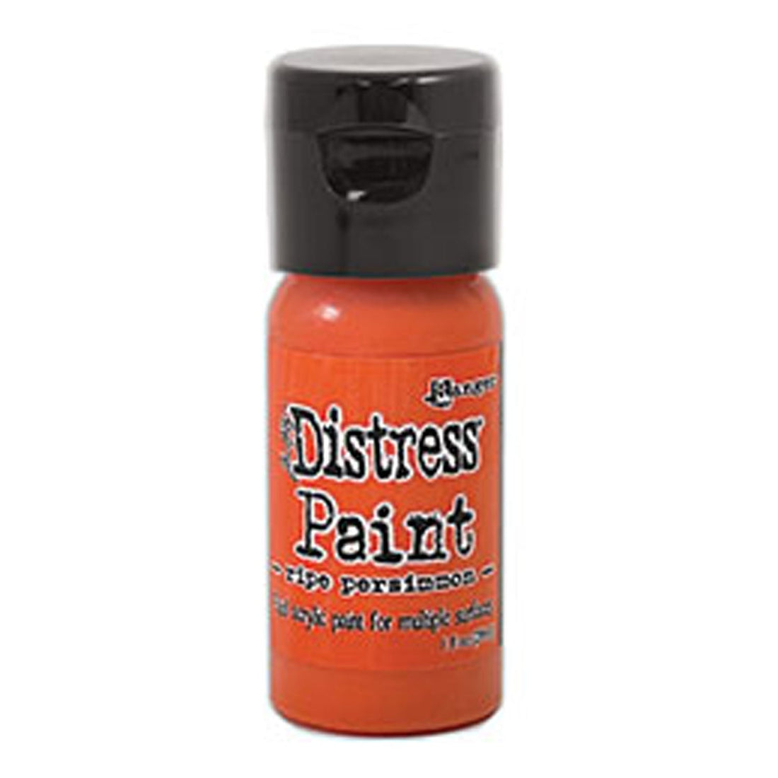 Orange bottle of Ranger Distress Paint with black cap on a white background
