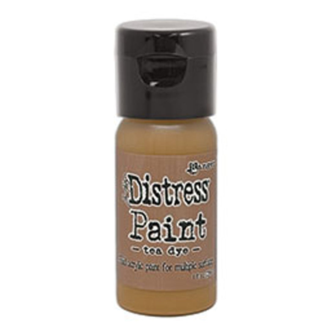 Bottle of Tim Holtz Distress Paint in Tea Dye color on a white background