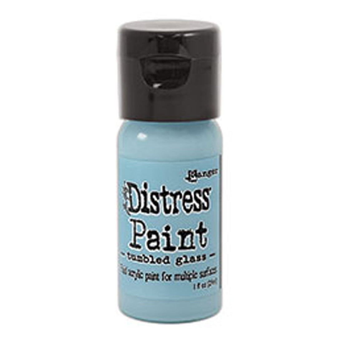 Bottle of Ranger Distress Paint in tumbled glass color on a white background