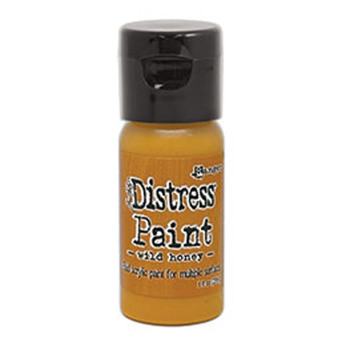 Bottle of Ranger Distress Paint in wild honey color on a white background