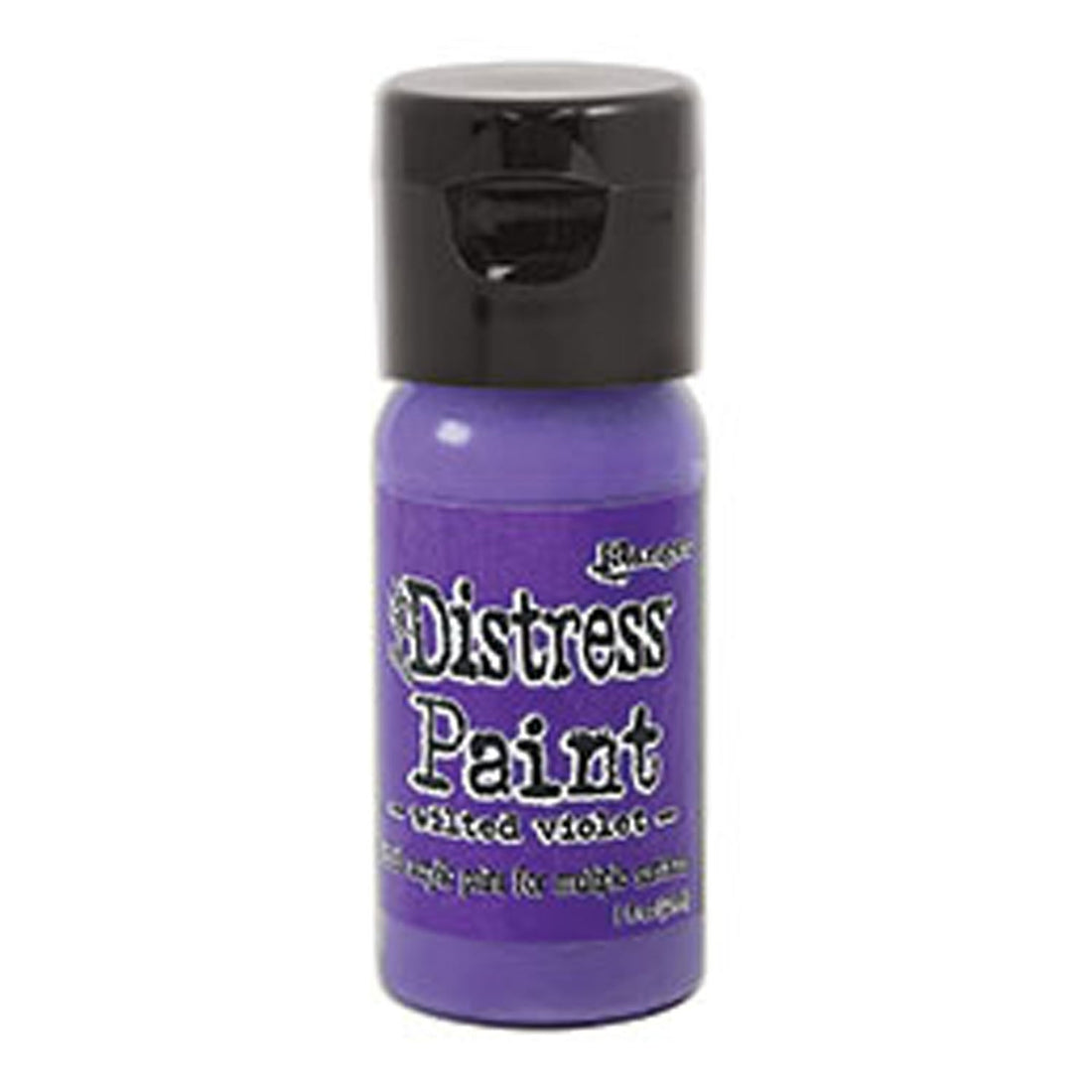 Purple bottle of Ranger Distress Paint with black cap on a white background