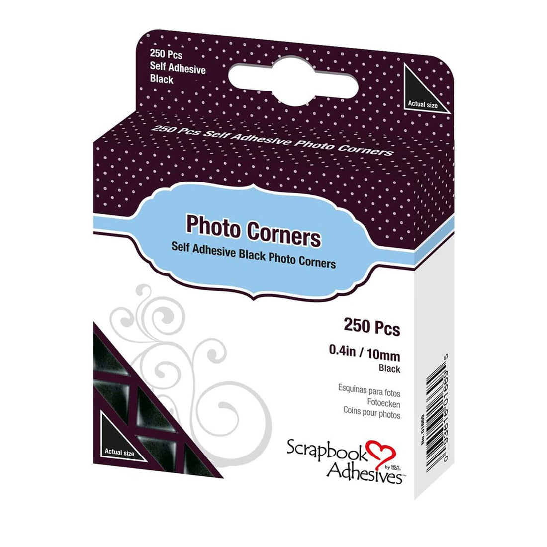 Scrapbook Adhesives Metallic Corners Pp Black - 250 Pack - Black