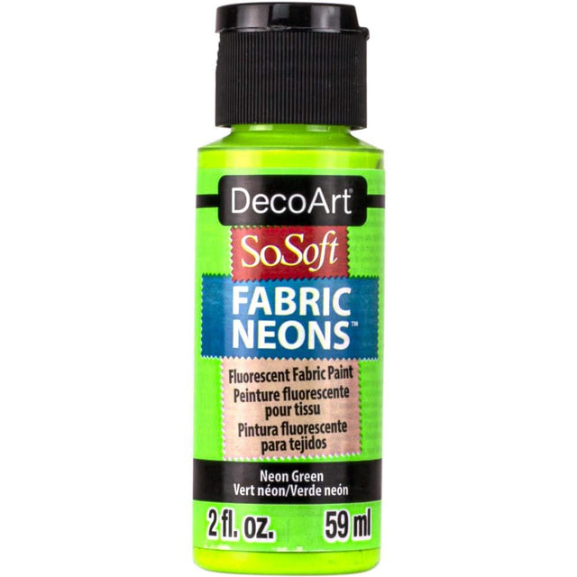 Deco Art SoSoft Fabric Neons Acrylic Paint 2oz - Neon Green